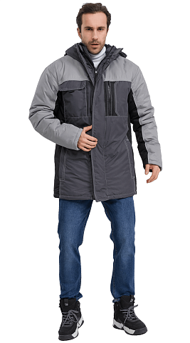 Куртка рабочая мужская зимняя утепленная RONTA KR615 MEMBRANE темно-серая, черная, светло-серая