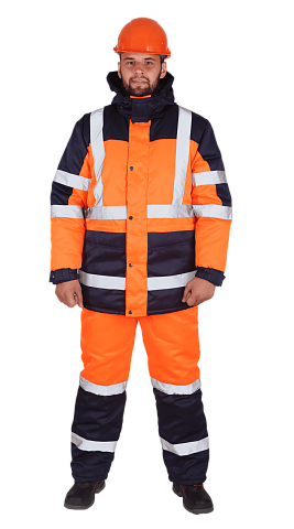 Костюм рабочий мужской утепленный зимний RONTA KSMODUL темно-синий, оранжевый