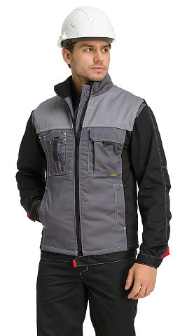Жилет рабочий мужской утепленный зимний RONTA JT3086 темно-серый, светло-серый, черный