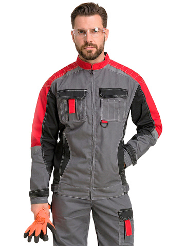 Куртка рабочая мужская летняя RONTA KR206 темно-серый, черный, красный