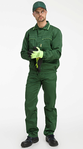 Костюм рабочий мужской летний RONTA KS621 с брюками темно-зеленый, лаймовый
