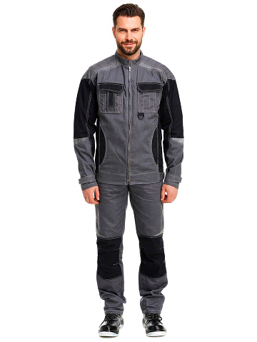 Костюм рабочий мужской летний RONTA KS908 с брюками темно-серый, черный