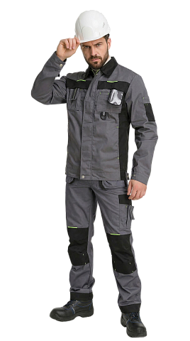 Костюм рабочий мужской летний RONTA KS808 с брюками темно-серый, черный, лаймовый