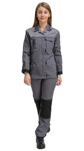 Костюм рабочий женский летний RONTA KS214 с брюками темно-серый, светло-серый, черный
