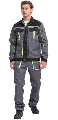Костюм рабочий мужской летний RONTA KS806 с брюками темно-серый, черный, лаймовый Костюм рабочий мужской летний RONTA KS806 с брюками темно-серый, черный, лаймовый