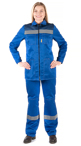 Костюм рабочий женский летний RONTA KS815 с брюками васильковый, темно-синий