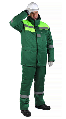 Костюм рабочий мужской утепленный зимний RONTA KS241 темно-зеленый, лаймовый