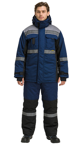 Куртка рабочая мужская зимняя утепленная RONTA KR581 с СОП темно-синяя, серая, черная