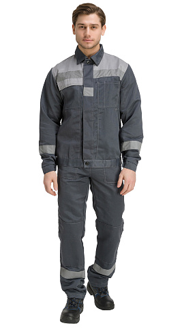 Костюм рабочий мужской летний RONTA KS812 с полукомбинезоном темно-серый, светло-серый