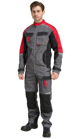 Костюм рабочий мужской летний RONTA KS206 с брюками темно-серый, черный, красный