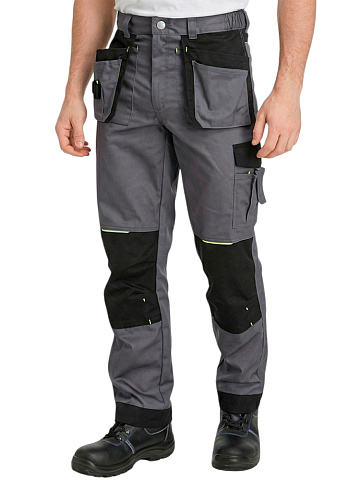 Брюки рабочие мужские летние RONTA BR204 темно-серые, черные, лаймовые