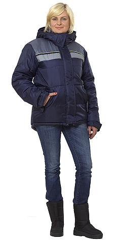 Куртка рабочая женская зимняя утепленная Авангард "Эребус" темно-синяя, темно-серая