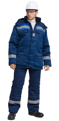 Костюм рабочий мужской утепленный зимний RONTA KS241 с полукомбинезом темно-синий, васильковый