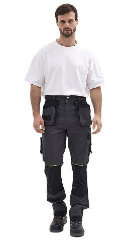 Брюки рабочие мужские летние RONTA BR814 темно-серые, черные, лаймовые
