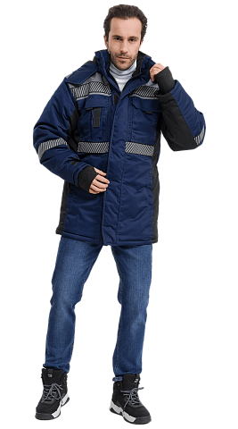 Куртка рабочая мужская зимняя утепленная RONTA KR585 с СОП темно-синяя, черная, серая