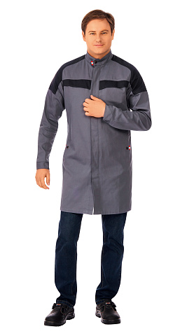 Халат мужской летний "Технолог" (светло-серый/темно-серый)