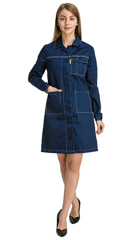 Халат рабочий женский летний RONTA HL701 темно-синий
