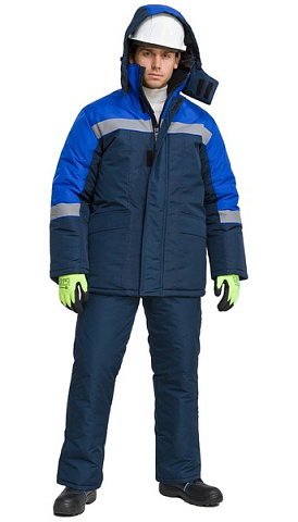 Костюм рабочий мужской утепленный зимний RONTA KS-ALASKA темно-синий, васильковый