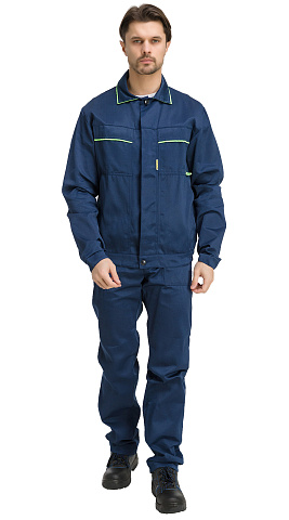 Костюм рабочий мужской летний RONTA KS622 с полукомбинезоном темно-синий, лаймовый