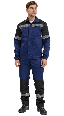 Костюм рабочий мужской летний RONTA KS812 с полукомбинезоном темно-синий, черный