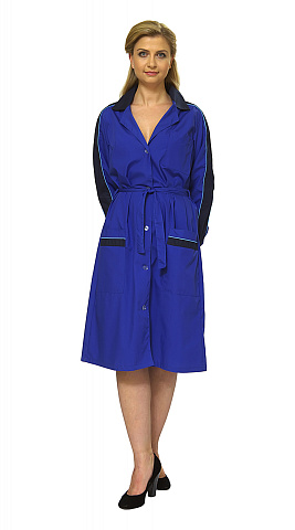 Халат рабочий женский летний RONTA HL503 васильковый, темно-синий