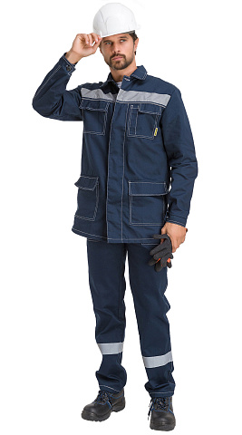 Костюм рабочий мужской летний RONTA KS910 с полукомбинезоном темно-синий