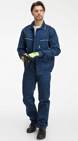 Костюм рабочий мужской летний RONTA KS621 с брюками темно-синий, лаймовый