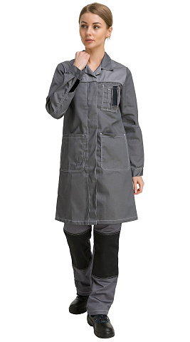 Халат рабочий женский летний RONTA HL101 темно-серый, светло-серый