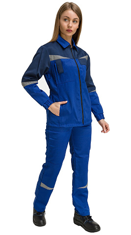 Костюм рабочий женский летний RONTA KS625 с брюками васильковый, темно-синий