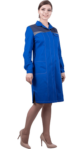 Халат рабочий женский летний RONTA HL7 васильковый, темно-синий