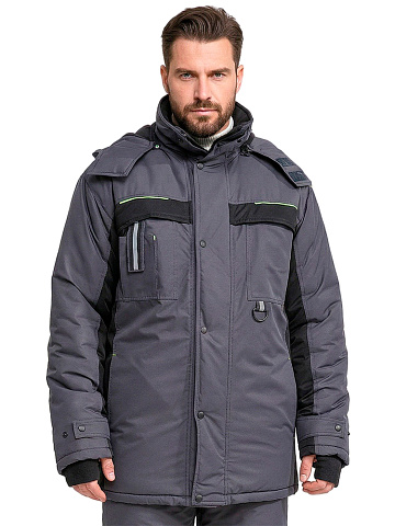 Куртка рабочая мужская зимняя утепленная RONTA KR930 MEMBRANE темно-серая, черная, лаймовая