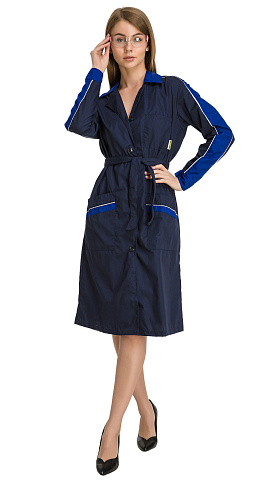 Халат рабочий женский летний RONTA HL509 темно-синий, васильковый
