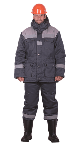Костюм рабочий мужской утепленный зимний RONTA KS241SS с полукомбинезом темно-серый, светло-серый