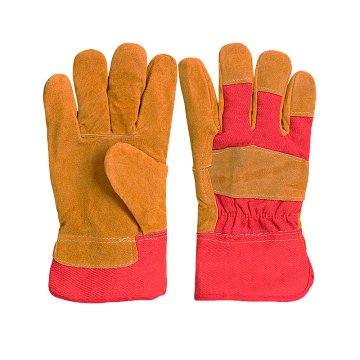 Перчатки спилковые желтый/красный