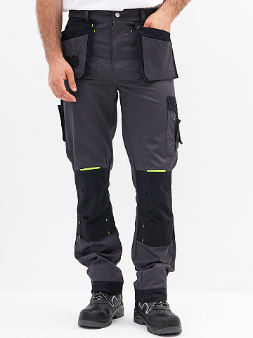 Брюки рабочие мужские летние RONTA BR814 темно-серые, черные, лаймовые