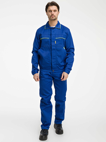 Костюм рабочий мужской летний RONTA KS622 с полукомбинезоном васильковый, лаймовый