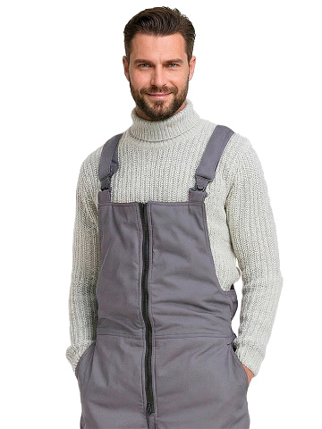 Полукомбинезон рабочий мужской зимний утепленный RONTA PL585 с СОП темно-серый, черный