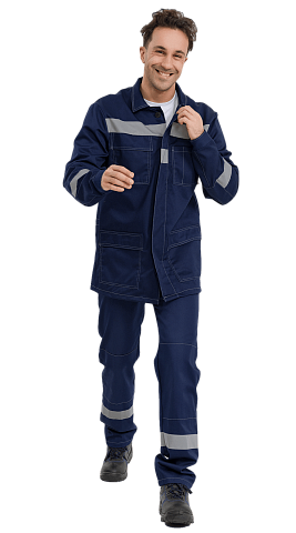 Костюм рабочий мужской летний RONTA KS802 с полукомбинезоном темно-синий