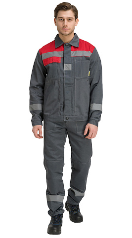 Костюм рабочий мужской летний RONTA KS811 с брюками темно-серый, красный