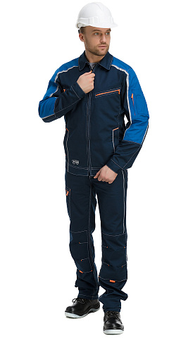 Куртка рабочая мужская летняя Техноавия "Скаймастер" темно-синий, васильковый, оранжевый