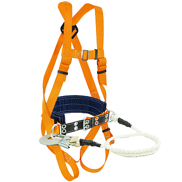 Пояс предохранительный строительный с наплеч.и набедр.лямками, строп канат