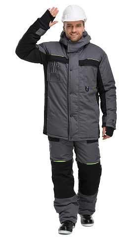 Костюм рабочий мужской утепленный зимний RONTA KS920 темно-серый, черный, лаймовый Костюм рабочий мужской утепленный зимний RONTA KS920 темно-серый, черный, лаймовый