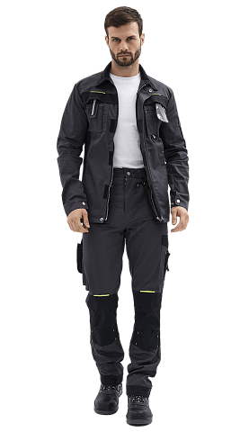 Куртка рабочая мужская летняя RONTA KR814 темно-серый, черный, лаймовый