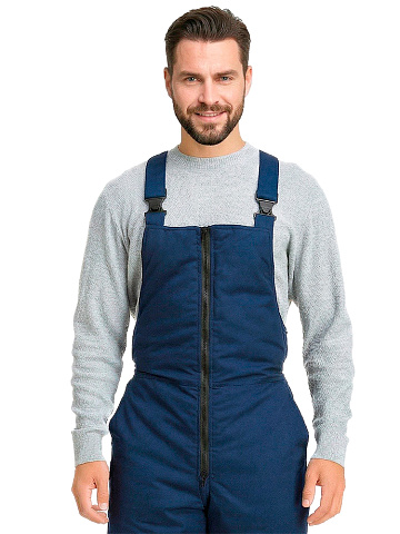 Полукомбинезон рабочий мужской зимний утепленный RONTA PL585 с СОП темно-синий, черный