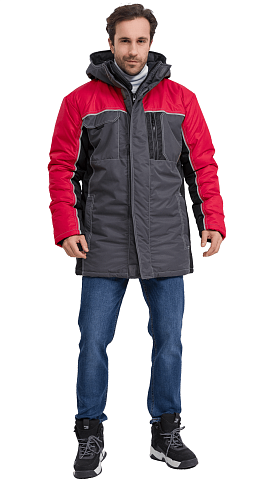 Куртка рабочая мужская зимняя утепленная RONTA KR615 MEMBRANE темно-серая, черная, красная