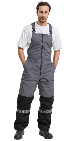 Полукомбинезон рабочий мужской зимний утепленный RONTA PL585 с СОП темно-серый, черный