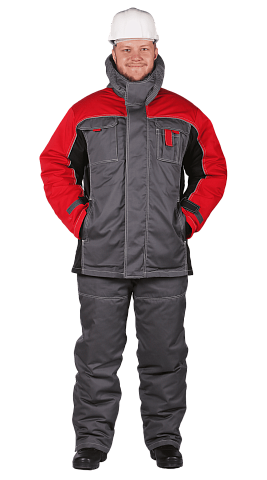 Костюм рабочий мужской утепленный зимний RONTA KS581 темно-серый, красный, черный