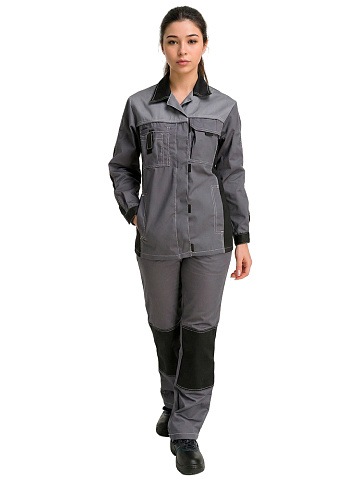 Костюм рабочий женский летний RONTA KS214 с брюками темно-серый, светло-серый, черный