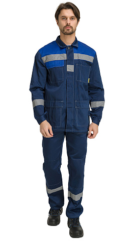 Костюм рабочий мужской летний RONTA KS801 с брюками темно-синий, васильковый