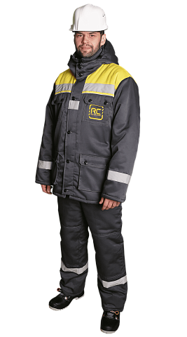Костюм №1 Чикаго утепленный с полукомбинезоном (т.сер/желтый)